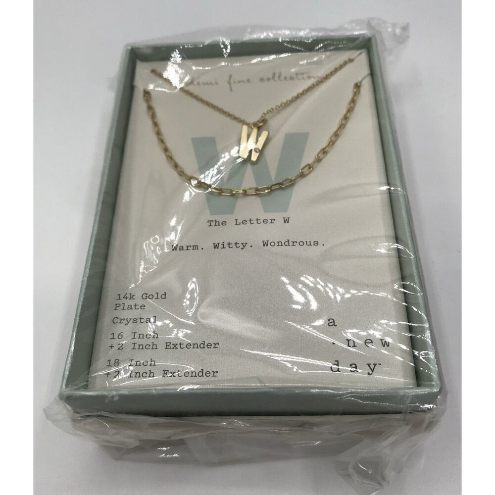 A New Day Women's Necklace 14k Gold Plated Monogram Letter W - Gifts‎ for Her